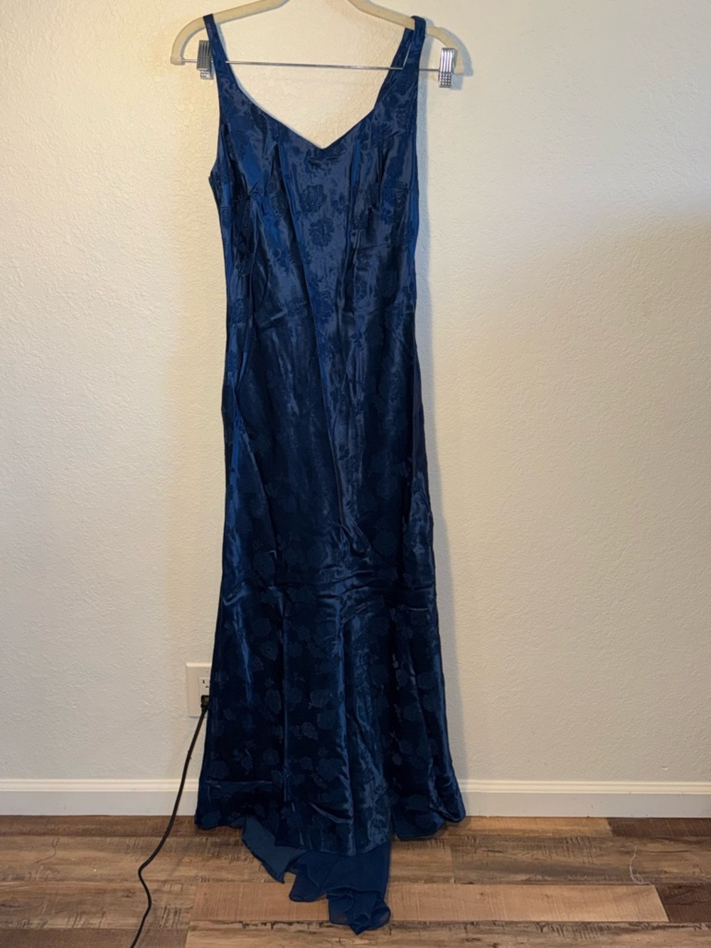 Zum Zum by Niki Livas Vintage Blue Floral Low Cut Back Mermaid Formal Gown S